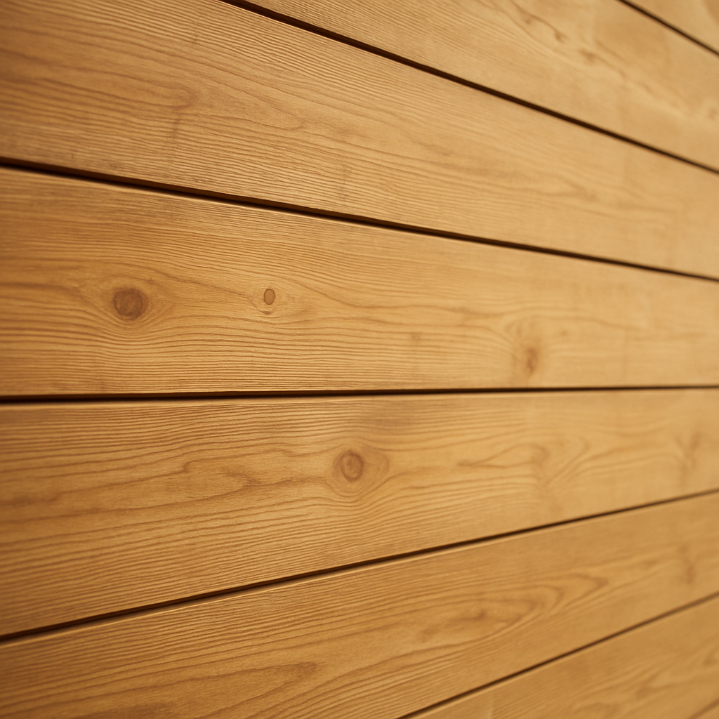 Dettaglio del rivestimento in legno naturale di una casa moderna
